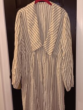 SHEIN Curve Cream Dress with Black Pinstripes